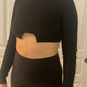 ARE YOU AM I Black Ribbed Crop